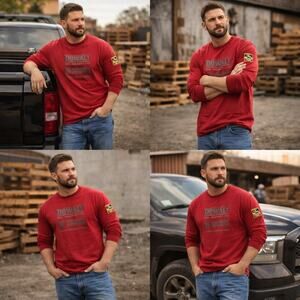 DEWALT Men's L Red 100 Years Graphic Cotton Crew Neck Long Sleeve T-Shirt